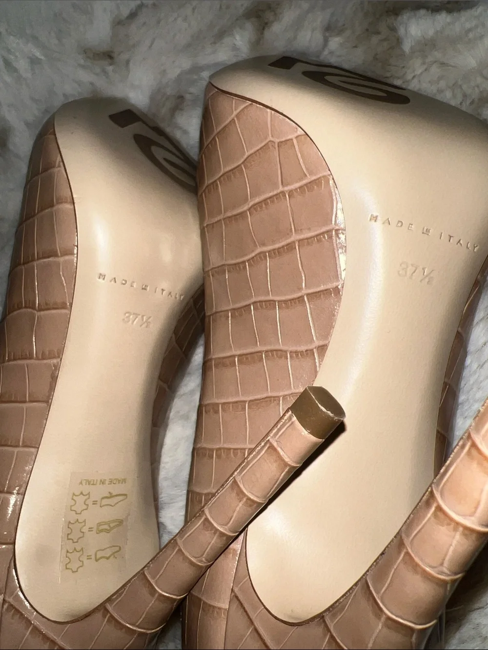 M. Gemi Nude Croc-Embossed Pointed Toe Stiletto Pumps